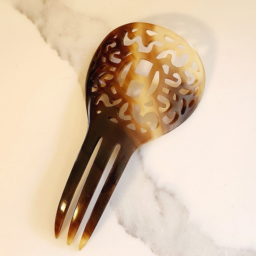 Hermes Buffalo Horn Rocaille Hair Comb